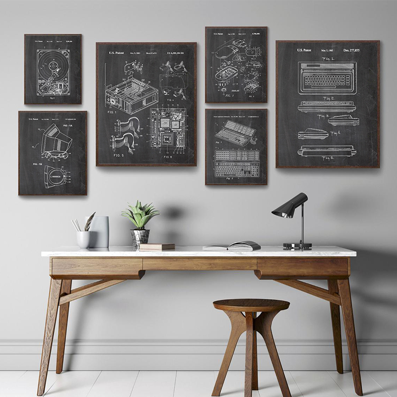 Office Print Tech - Conjunto de 6 Peças de Arte