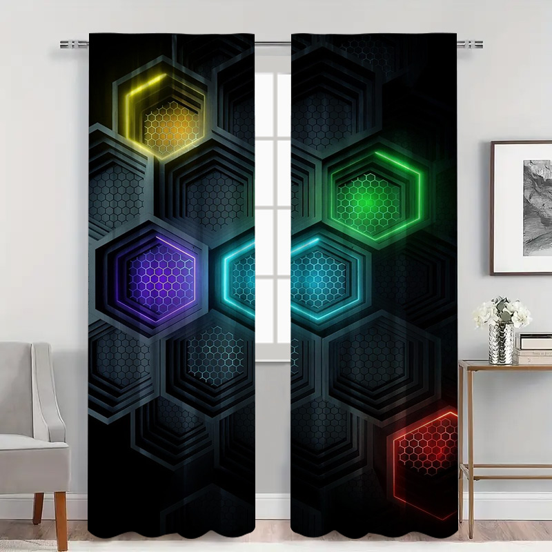 Cortinas geométricas modernas  - Office Print Tech avaliação e preço