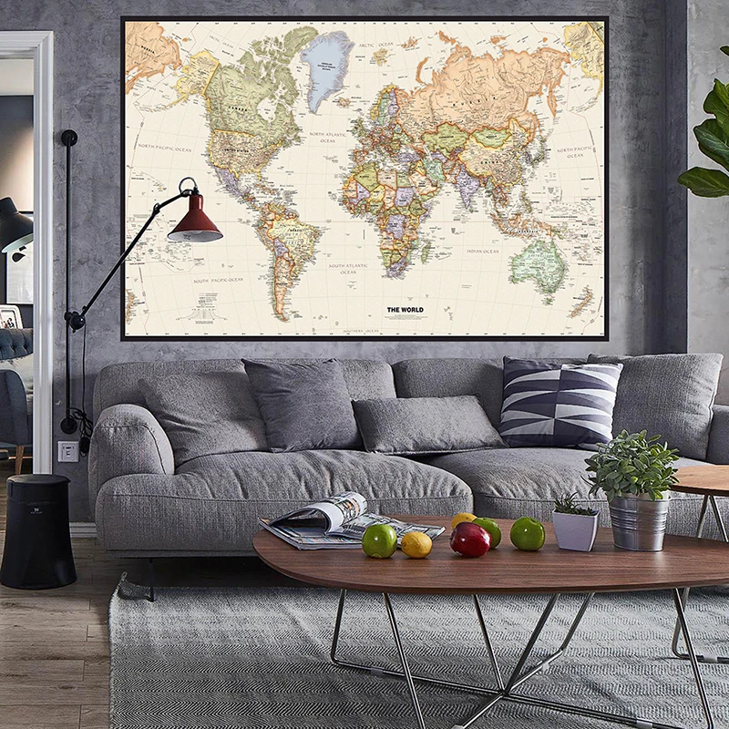 150x225cm retro mapa do mundo  - Office Tech Background avaliação e preço