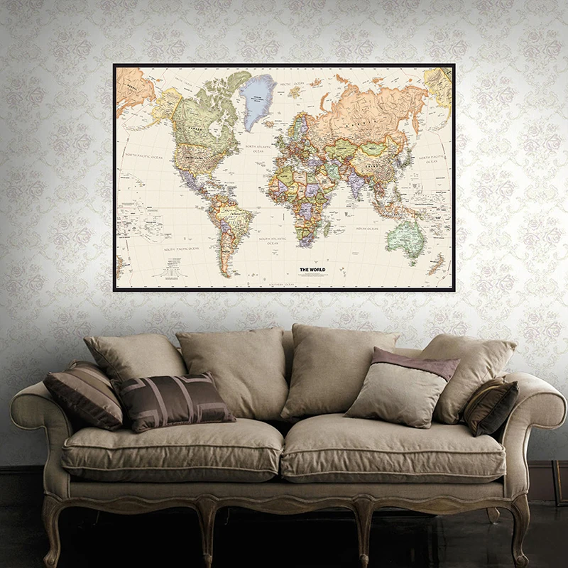 150x225cm retro mapa do mundo  - Office Tech Background avaliação e preço