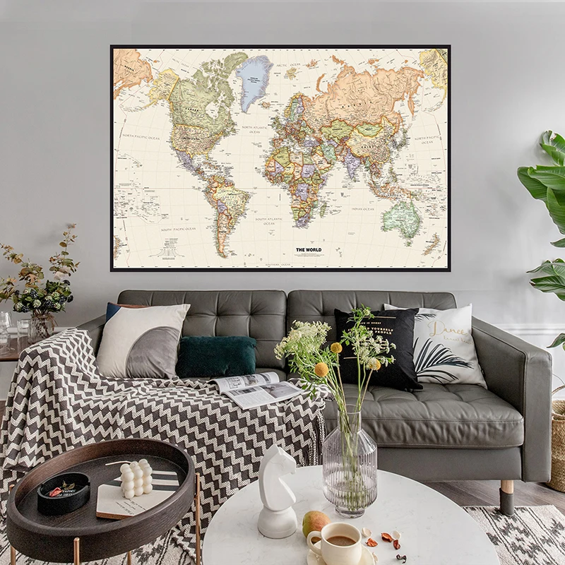 150x225cm retro mapa do mundo  - Office Tech Background avaliação e preço